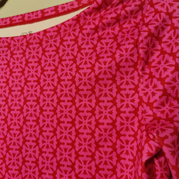 Vineyard Vines Women's Sz XXS Printed Sankaty Boatneck Tee Tile Lighthouse Pink - Picture 3 of 7